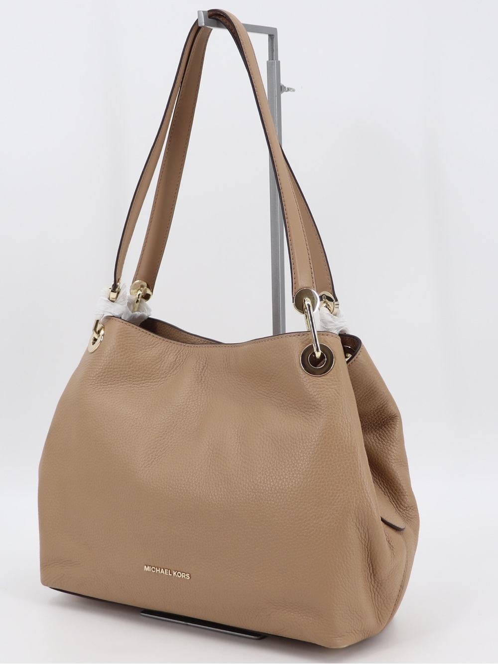 Brand New Michael t Raven Pebbled Leather Large Shoulder Bag Camel - Picture 4 of 16